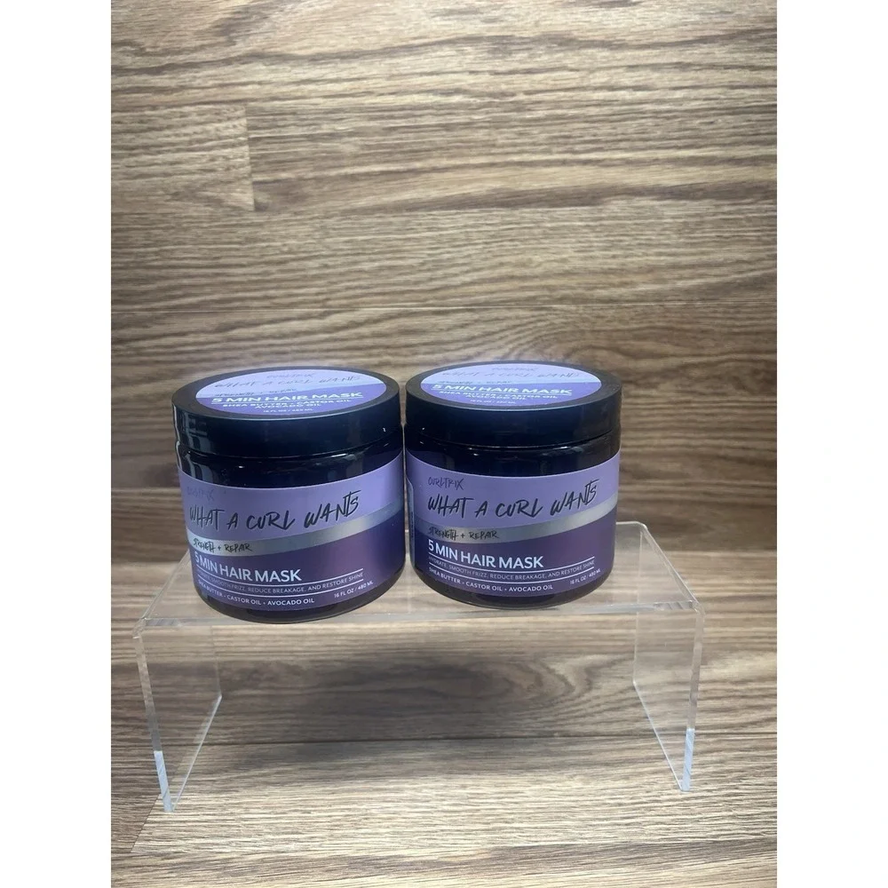 2 Curltrix What a Curl Wants Strengh + Repair Hair Mask Curl Creme 16 oz Each